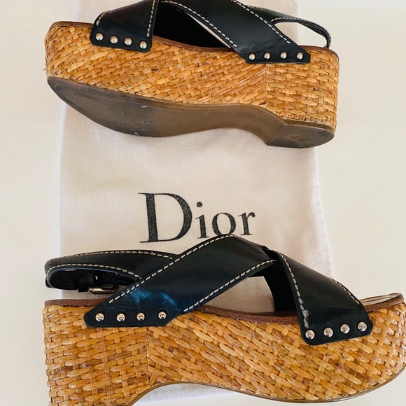Prada Shoes - Gorgeous & Practical Black Prada Wicker Wedges